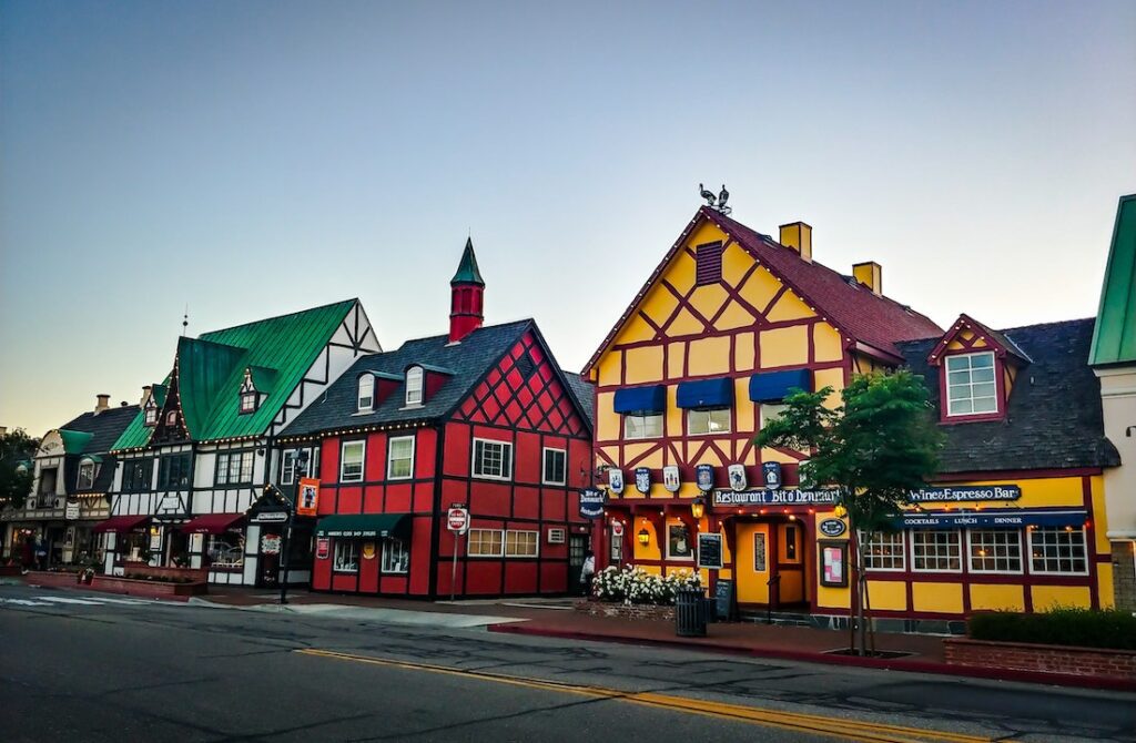Colorful Houses Beside the Road in Solvang - Most Beautiful Small Towns in California
